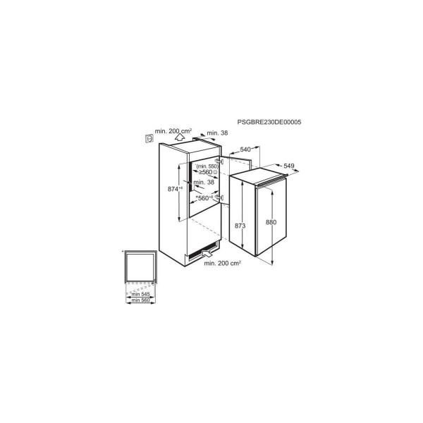 AEG TAB6L88ES Einbau Gefrierschrank, Nischenhöhe 88 cm, 98 L, Schlepptürtechnik, LowFrost, 4 Gefrierschubladen, weiß
