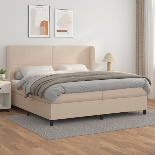 ARDEBO.de - Boxspringbett Matratze Cappuccino-Braun 200x200cm Kunstleder