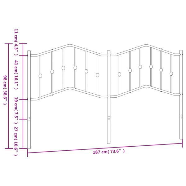ARDEBO.de - Kopfteil Metall Schwarz 180 cm