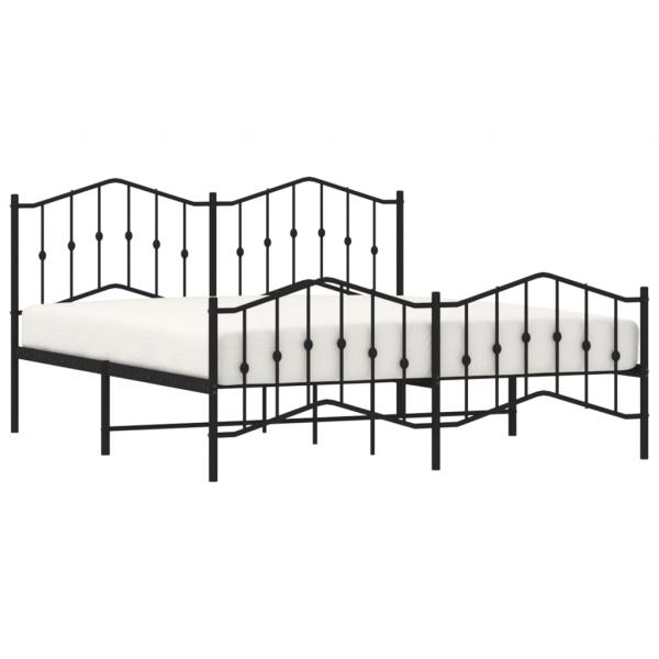 Bettgestell mit Kopf- und Fußteil Metall Schwarz 183x213 cm