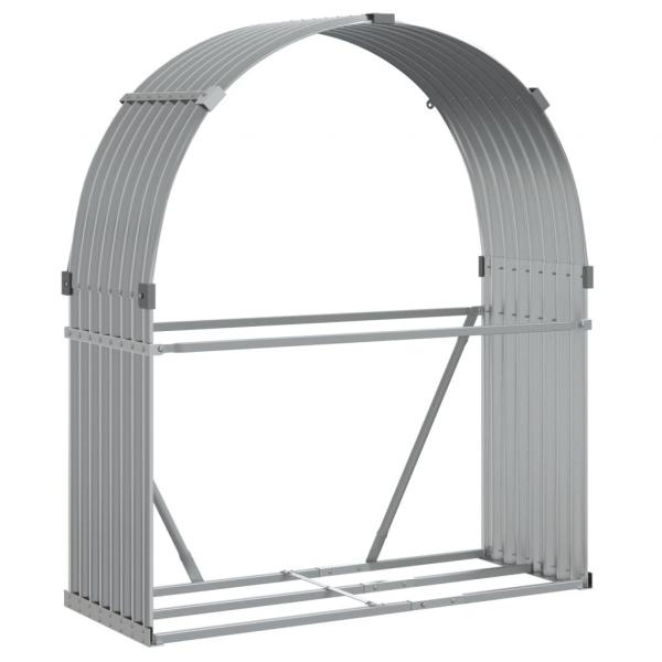 Kaminholzunterstand Hellgrau 120x45x140 cm Verzinkter Stahl