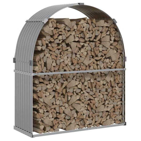 Kaminholzunterstand Hellgrau 120x45x140 cm Verzinkter Stahl