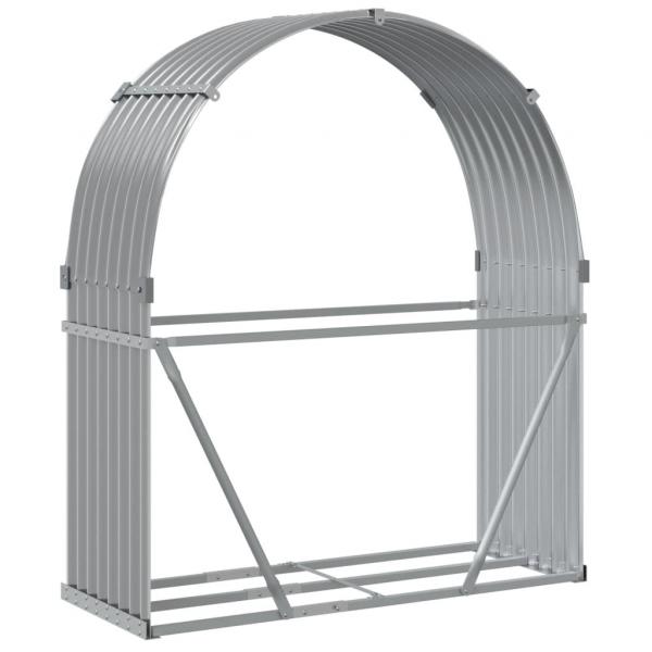 Kaminholzunterstand Hellgrau 120x45x140 cm Verzinkter Stahl