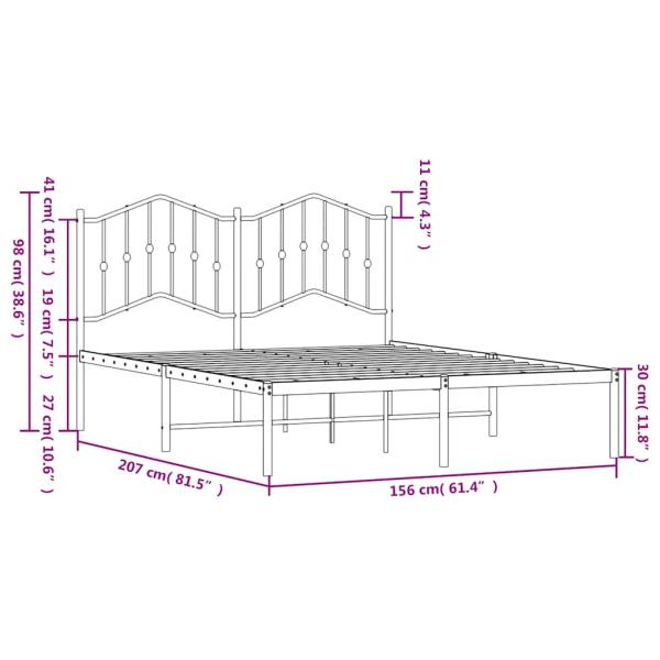 ARDEBO.de - Bettgestell mit Kopfteil Metall Schwarz 150x200 cm