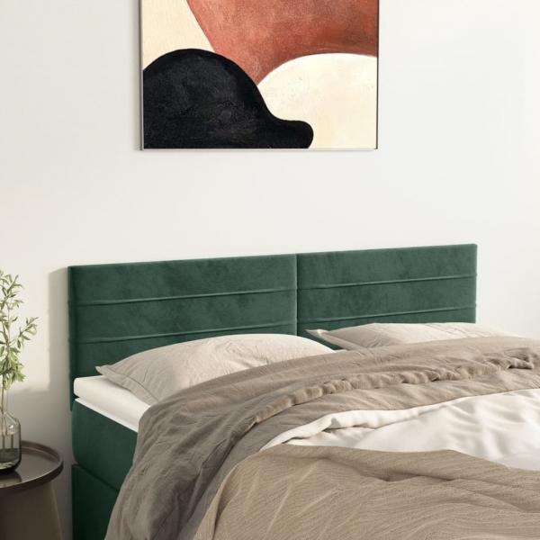 ARDEBO.de - Kopfteile 2 Stk. Dunkelgrün 72x5x78/88 cm Samt