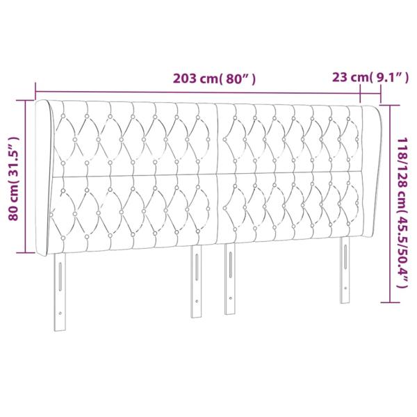 Kopfteil mit Ohren Dunkelbraun 203x23x118/128 cm Stoff