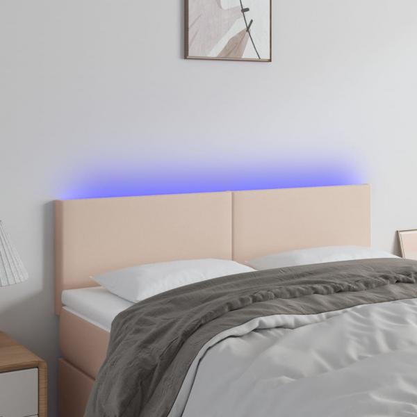 ARDEBO.de - LED Kopfteil Cappuccino-Braun 144x5x78/88 cm Kunstleder
