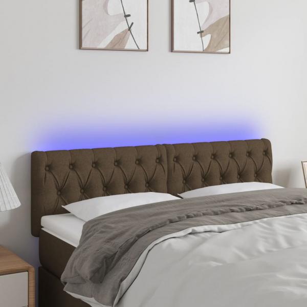 ARDEBO.de - LED Kopfteil Dunkelbraun 160x7x78/88 cm Stoff