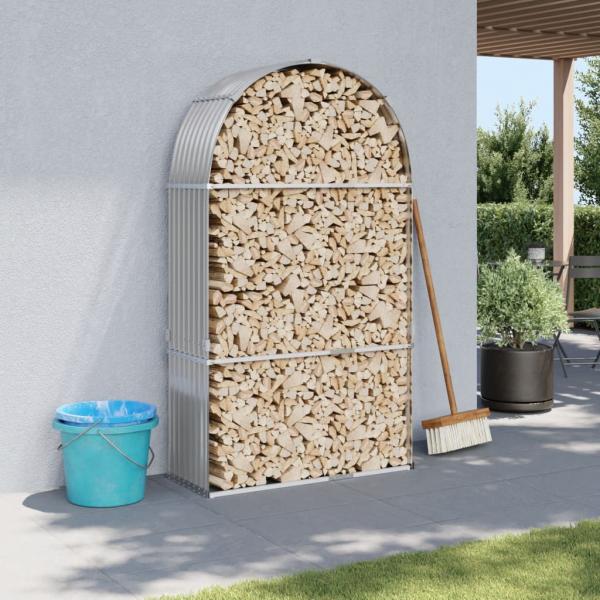 ARDEBO.de - Kaminholzunterstand Hellgrau 120x45x210 cm Verzinkter Stahl