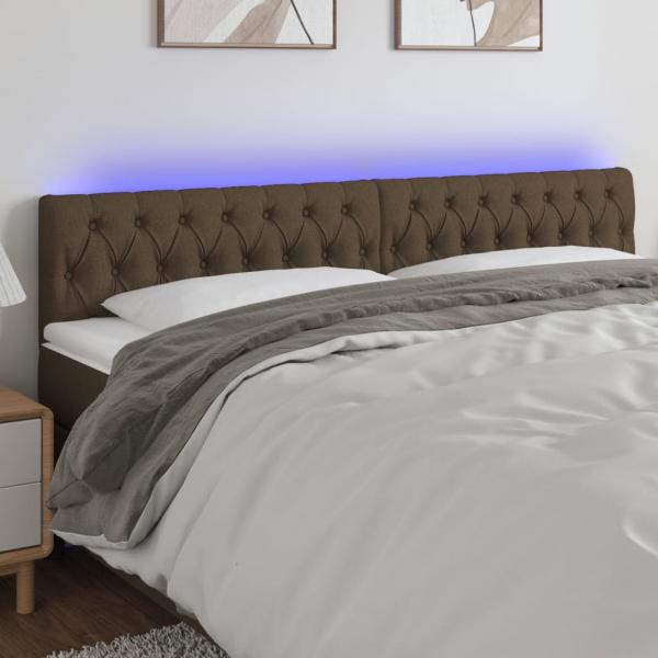 ARDEBO.de - LED Kopfteil Dunkelbraun 200x7x78/88 cm Stoff
