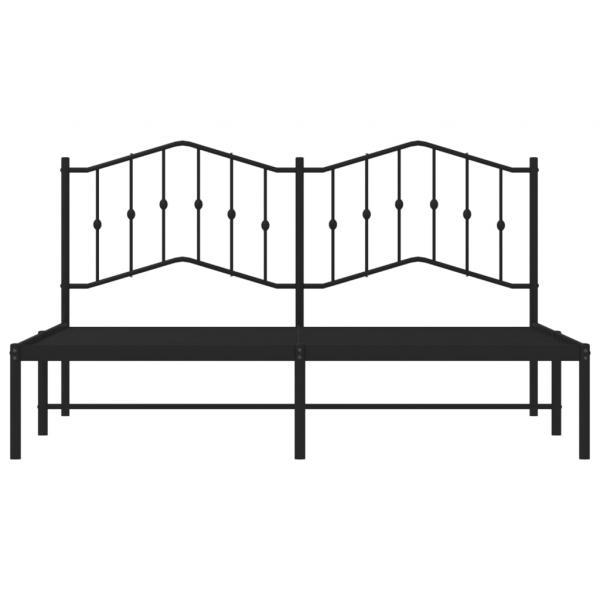 Bettgestell mit Kopfteil Metall Schwarz 160x200 cm