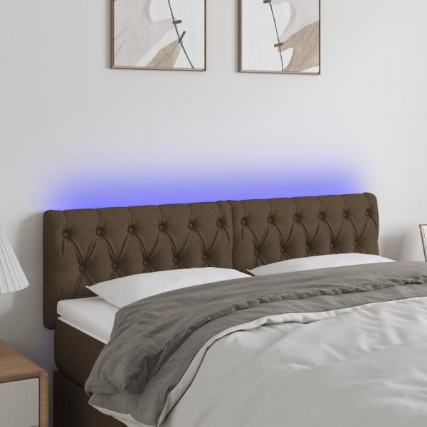 ARDEBO.de - LED Kopfteil Dunkelbraun 144x7x78/88 cm Stoff