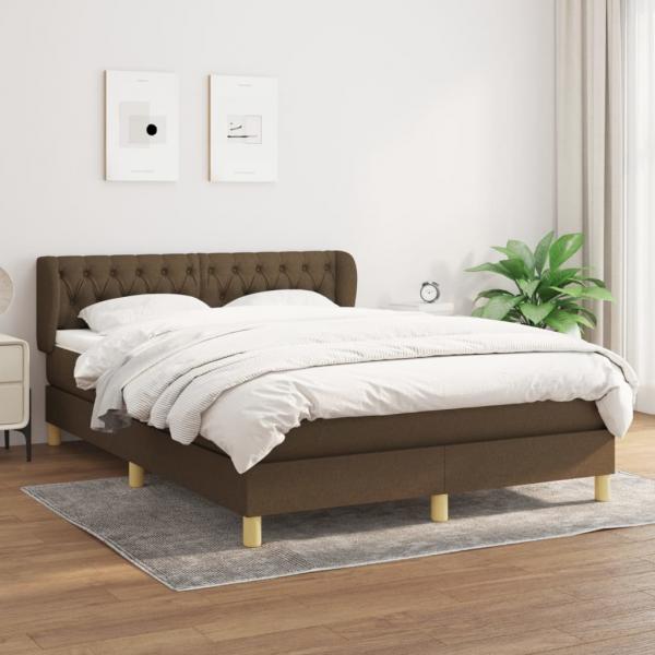ARDEBO.de - Boxspringbett mit Matratze Dunkelbraun 140x190 cm Stoff