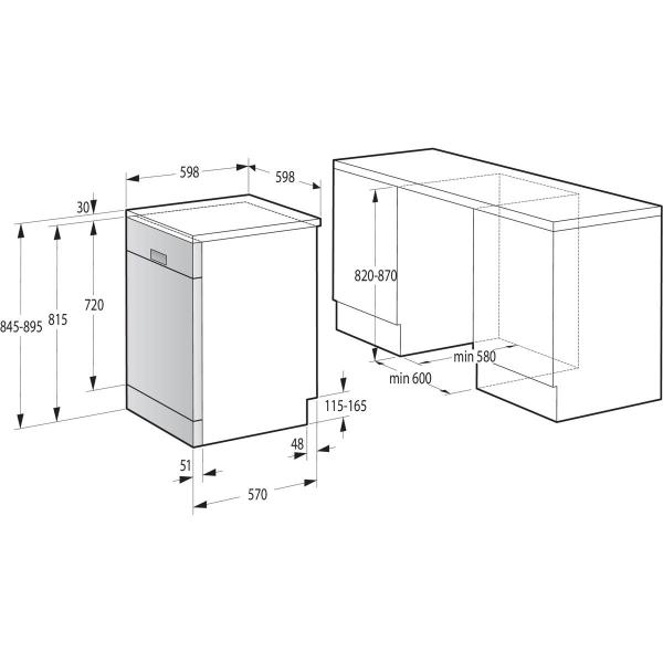 Gorenje GS620C10W Standgeschirrspüler, 60 cm breit, 14 Maßgedecke, TotalDry, automatische Türöffnung, weiß