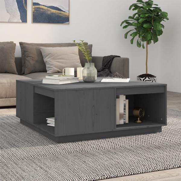ARDEBO.de - Couchtisch Grau 100x101x40,5 cm Massivholz Kiefer