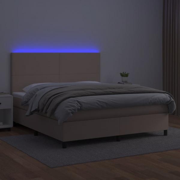 Boxspringbett mit Matratze & LED Cappuccino-Braun 180x200cm