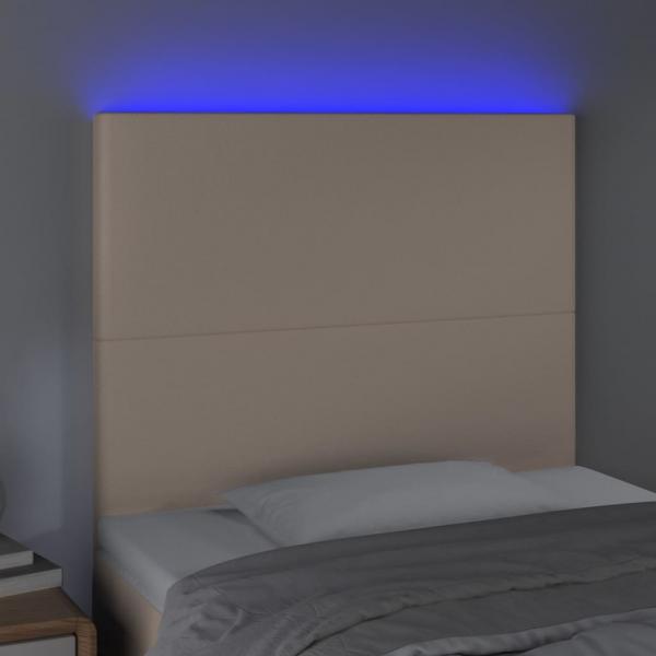 LED Kopfteil Cappuccino-Braun 90x5x118/128 cm Kunstleder