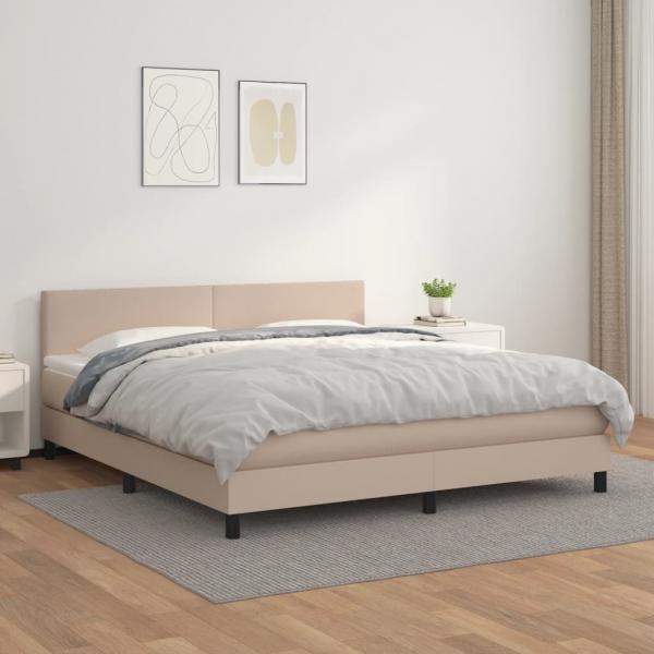 ARDEBO.de - Boxspringbett Matratze Cappuccino-Braun 180x200 cm Kunstleder