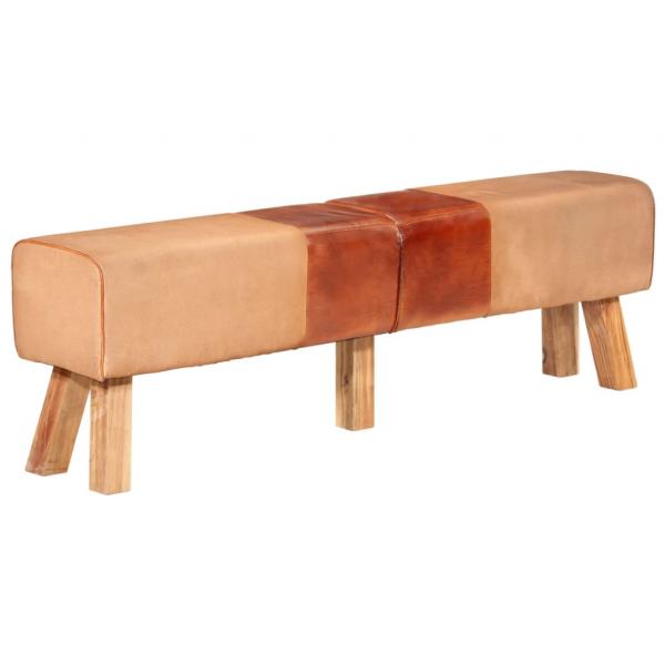 ARDEBO.de - Bank Turnbock-Design Braun 160 cm Echtleder und Canvas