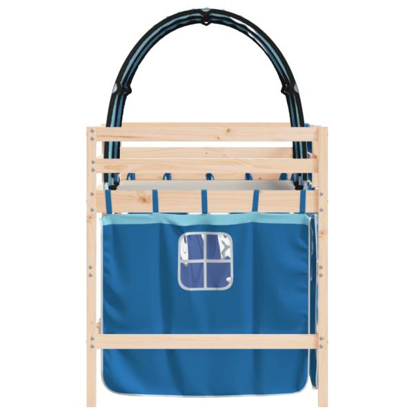 Kinderhochbett mit Tunnel Blau 80x200 cm Massivholz Kiefer