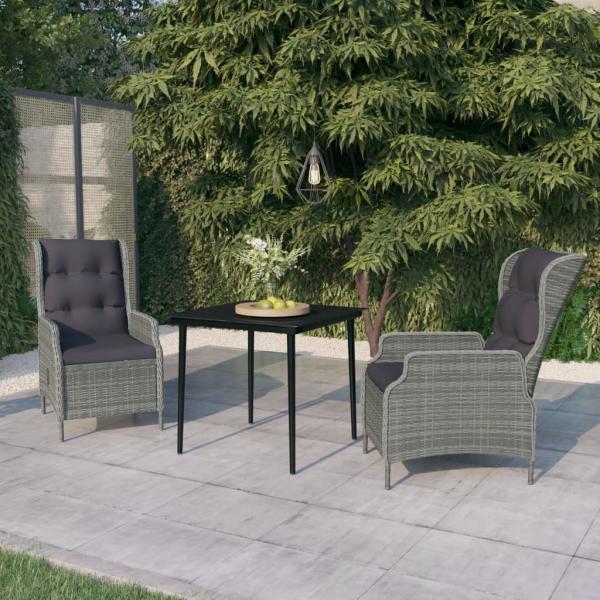 ARDEBO.de - 3-tlg. Garten-Essgruppe Hellgrau