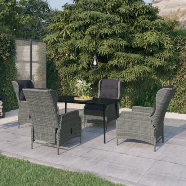 ARDEBO.de - 5-tlg. Garten-Essgruppe Hellgrau