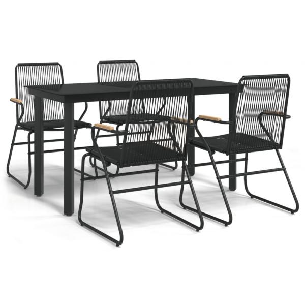5-tlg. Garten-Essgruppe Schwarz PVC Rattan