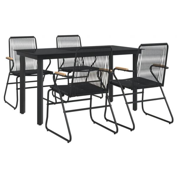 5-tlg. Garten-Essgruppe Schwarz PVC Rattan