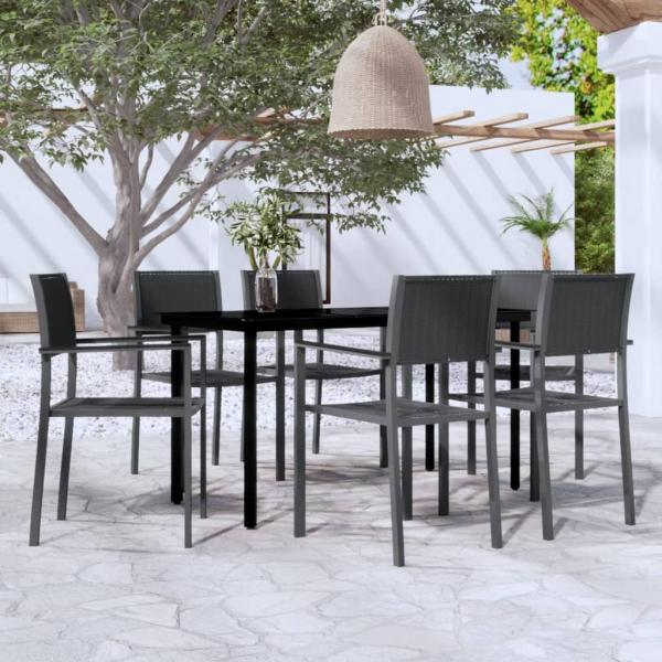 ARDEBO.de - 7-tlg. Garten-Essgruppe Schwarz