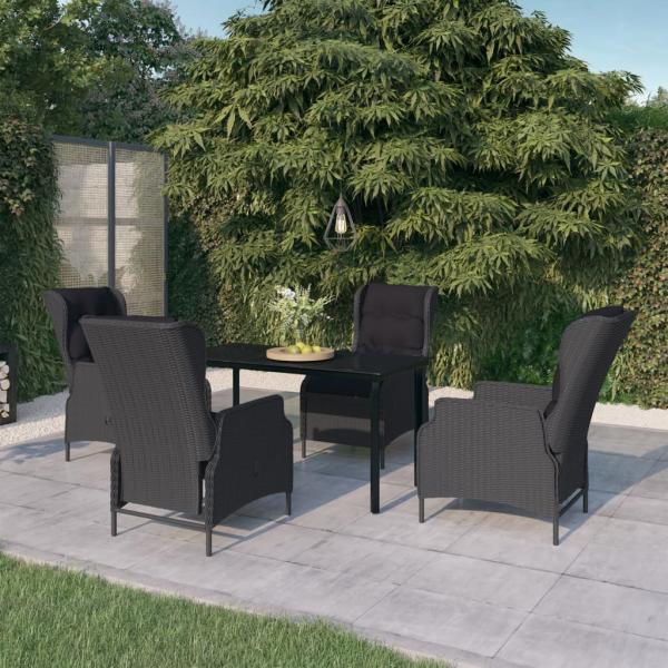 ARDEBO.de - 5-tlg. Garten-Essgruppe Dunkelgrau