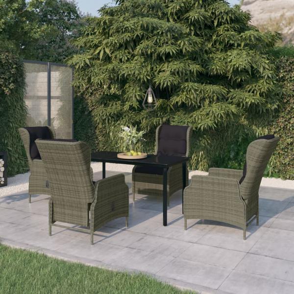 ARDEBO.de - 5-tlg. Garten-Essgruppe Braun