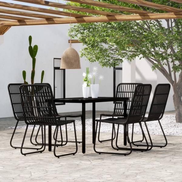 ARDEBO.de - 7-tlg. Garten-Essgruppe Schwarz