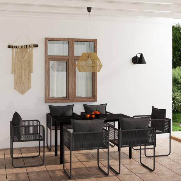 ARDEBO.de - 7-tlg. Garten-Essgruppe Schwarz