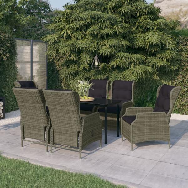 ARDEBO.de - 7-tlg. Garten-Essgruppe Braun