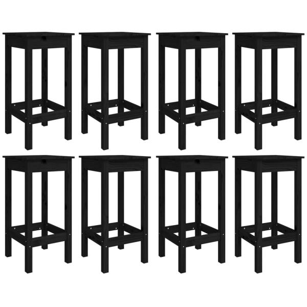ARDEBO.de - 9-tlg. Gartenbar-Set Schwarz Massivholz Kiefer