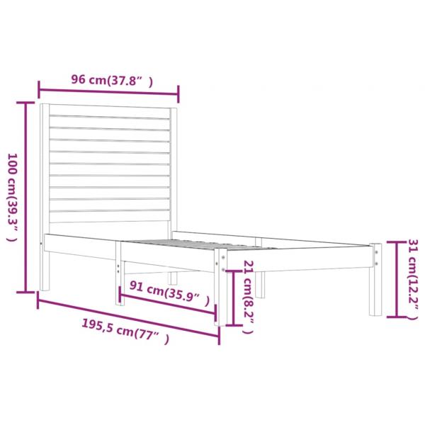 Massivholzbett 90x190 cm
