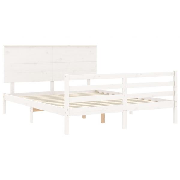 Massivholzbett mit Kopfteil Weiß