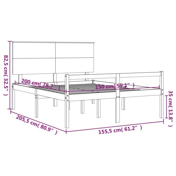 Seniorenbett mit Kopfteil Weiß Kingsize Massivholz