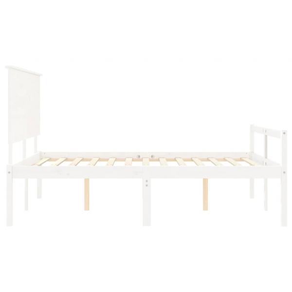 Seniorenbett mit Kopfteil Weiß Kingsize Massivholz