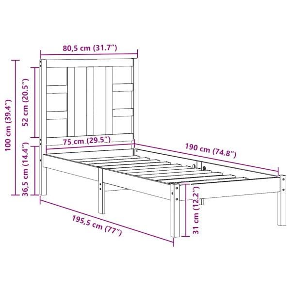 Massivholzbett 75x190 cm