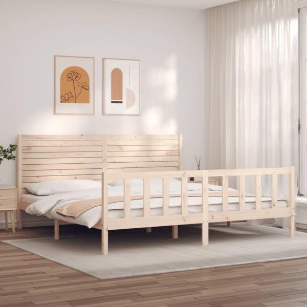 ARDEBO.de - Massivholzbett mit Kopfteil 200x200 cm