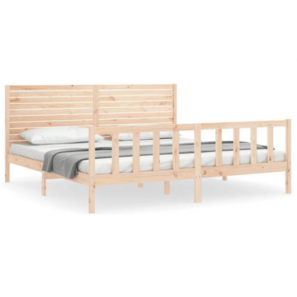 Massivholzbett mit Kopfteil 200x200 cm
