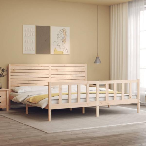 Massivholzbett mit Kopfteil 200x200 cm