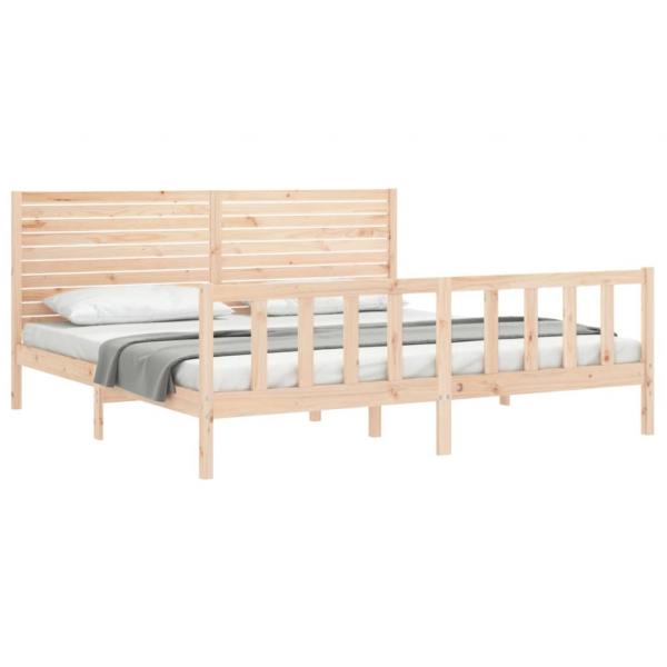 Massivholzbett mit Kopfteil 200x200 cm