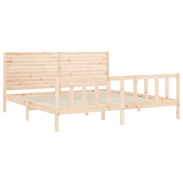 Massivholzbett mit Kopfteil 200x200 cm