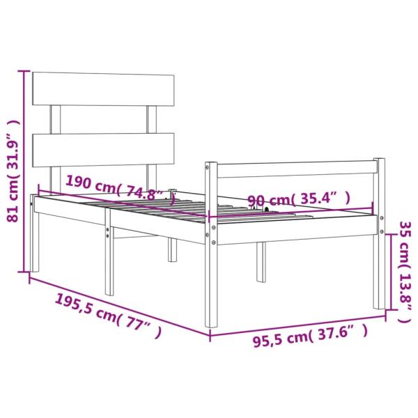 Seniorenbett mit Kopfteil Massivholz