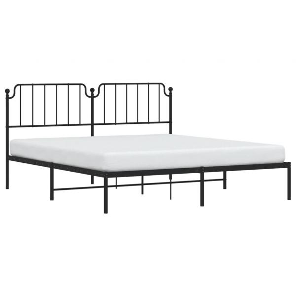 Bettgestell mit Kopfteil Metall Schwarz 183x213 cm