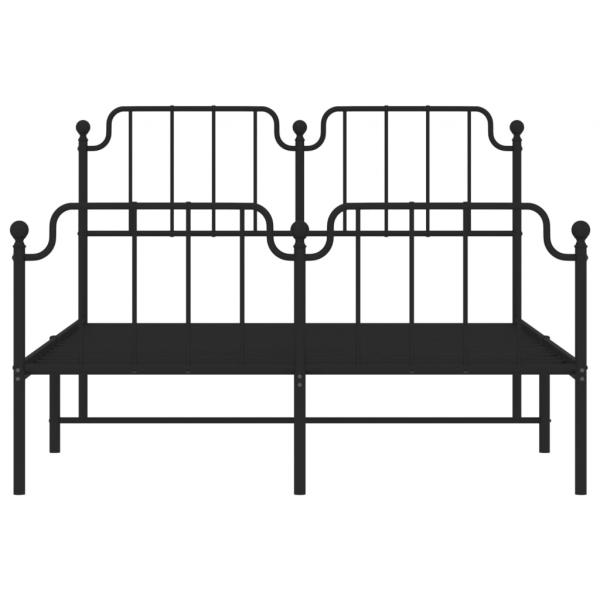 Bettgestell mit Kopf- und Fußteil Metall Schwarz 140x190 cm