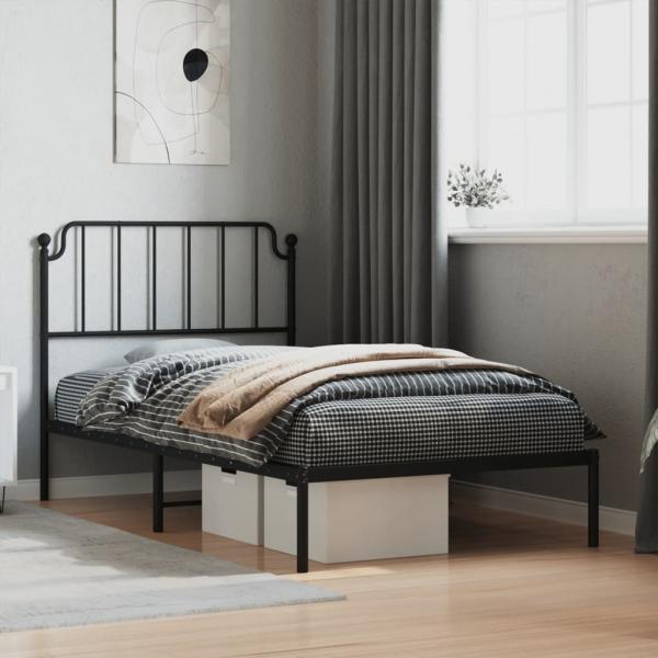ARDEBO.de - Bettgestell mit Kopfteil Metall Schwarz 100x200 cm