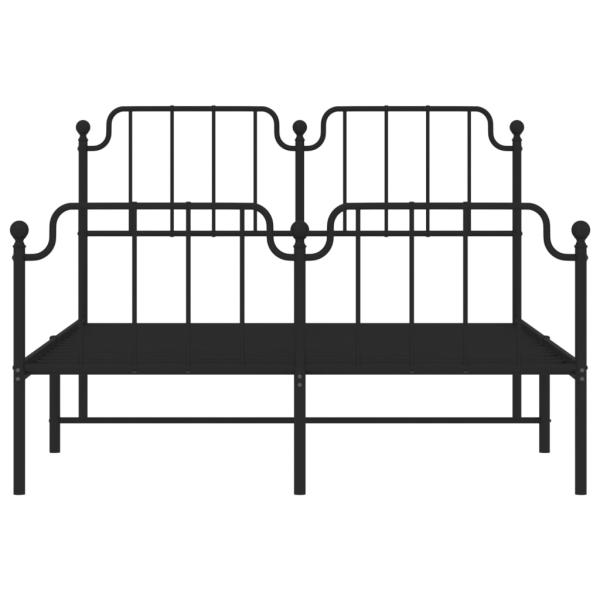 Bettgestell mit Kopf- und Fußteil Metall Schwarz 150x200 cm